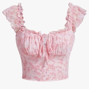 COZYEASE Women's Floral Ruched Crop Top